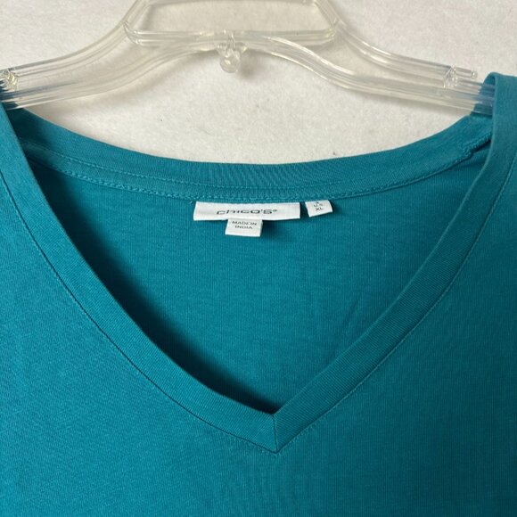 Chicos X Large Blue/green Embroidered Balloon Sleeve Floral blouse Top modal - Picture 3 of 6